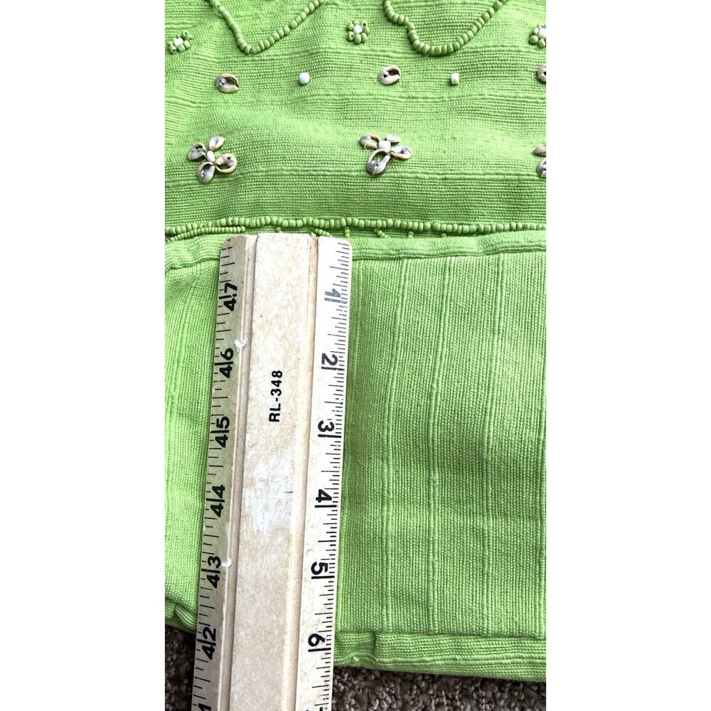 Wayan Natural Wears Wrapped Wooden Curved Handle Texture Green Fringe Shells Bag - Picture 10 of 12